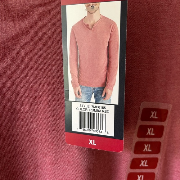 Lucky Brand Rumba Red XL Henley Shirt - Picture 2 of 5